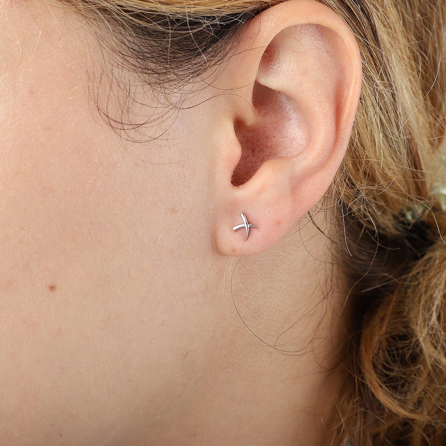 Designer Inspired  Rhodium Overlay Sterling Silver Criss Cross Earrings