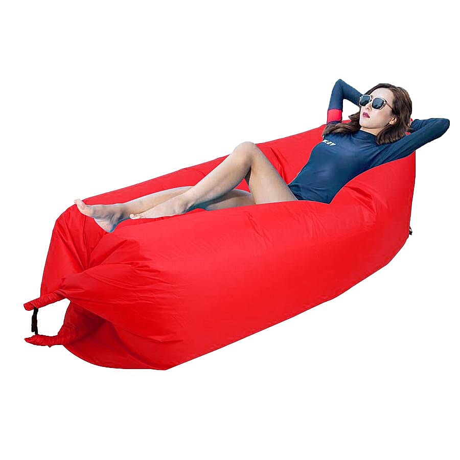 Self Inflating Air Lounger with Carry Pouch (Size 230x70 Cm) - Red