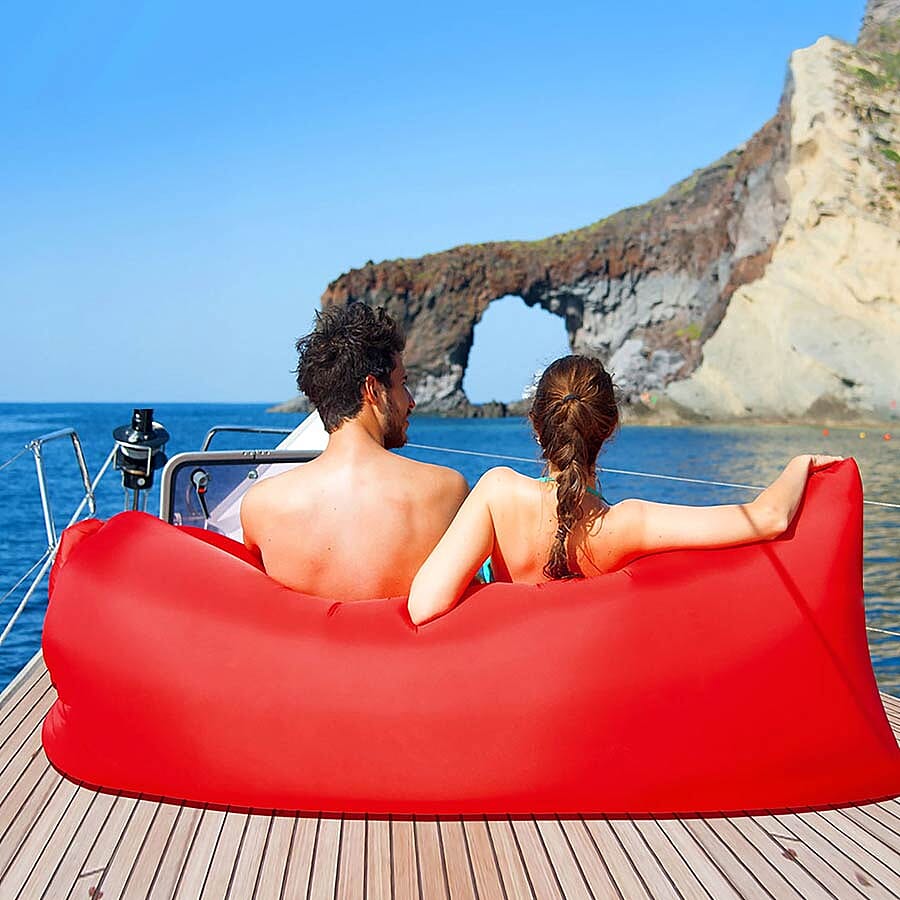 Self Inflating Air Lounger with Carry Pouch (Size 230x70 Cm) - Red