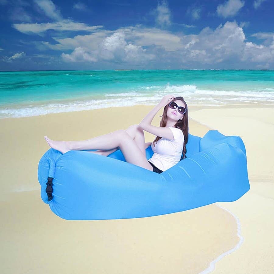 Self Inflating Air Lounger with Carry Pouch (Size 230x70 Cm) - Blue
