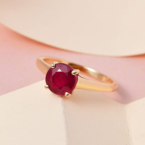 9K Yellow Gold African Ruby Solitaire Ring 2.00 Ct.