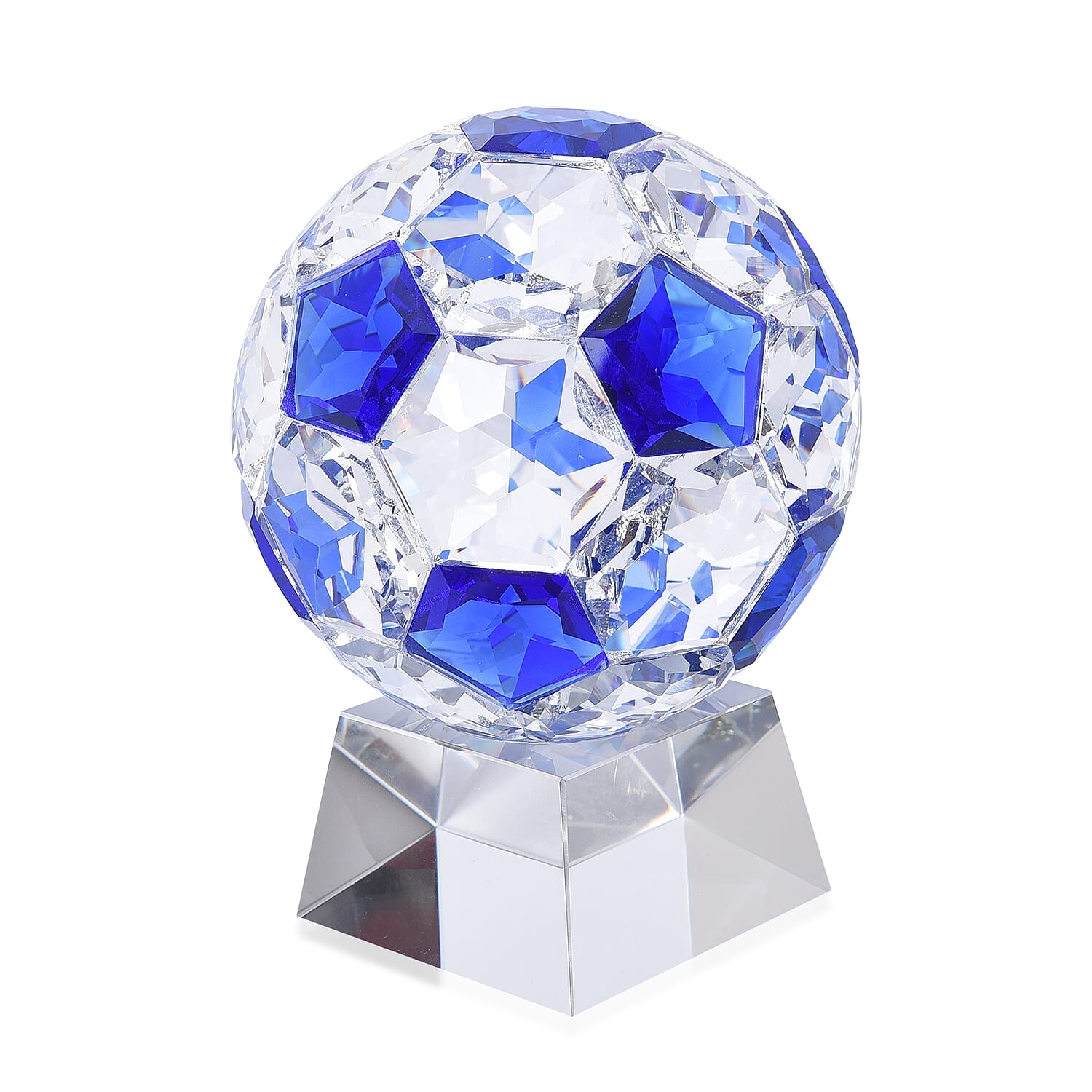 Collectors Edition - Crystal Football with Base (Size 7x14 Cm) - Blue Sapphire Colour