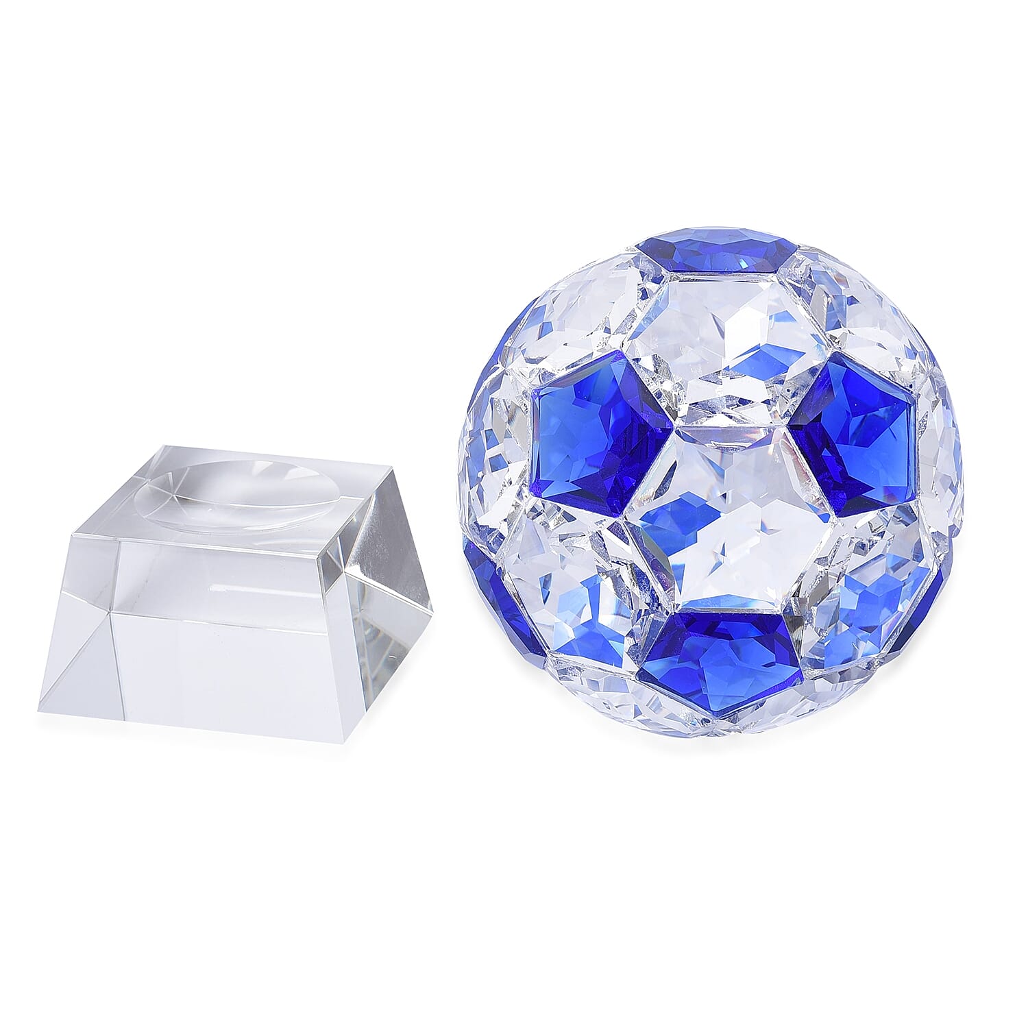 Collectors Edition - Crystal Football with Base (Size 7x14 Cm) - Blue Sapphire Colour