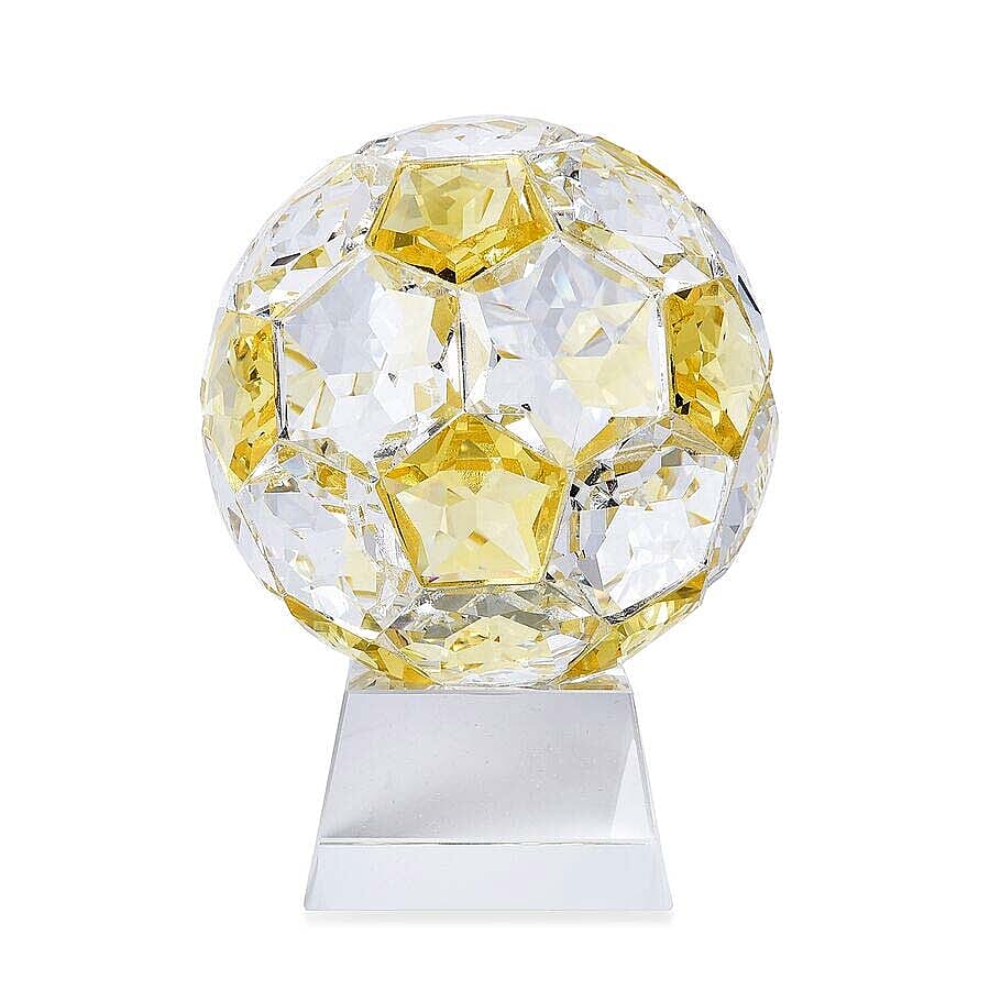 Collectors Edition - Crystal Football with Base (Size 7x14 Cm) - Yellow Sapphire Colour