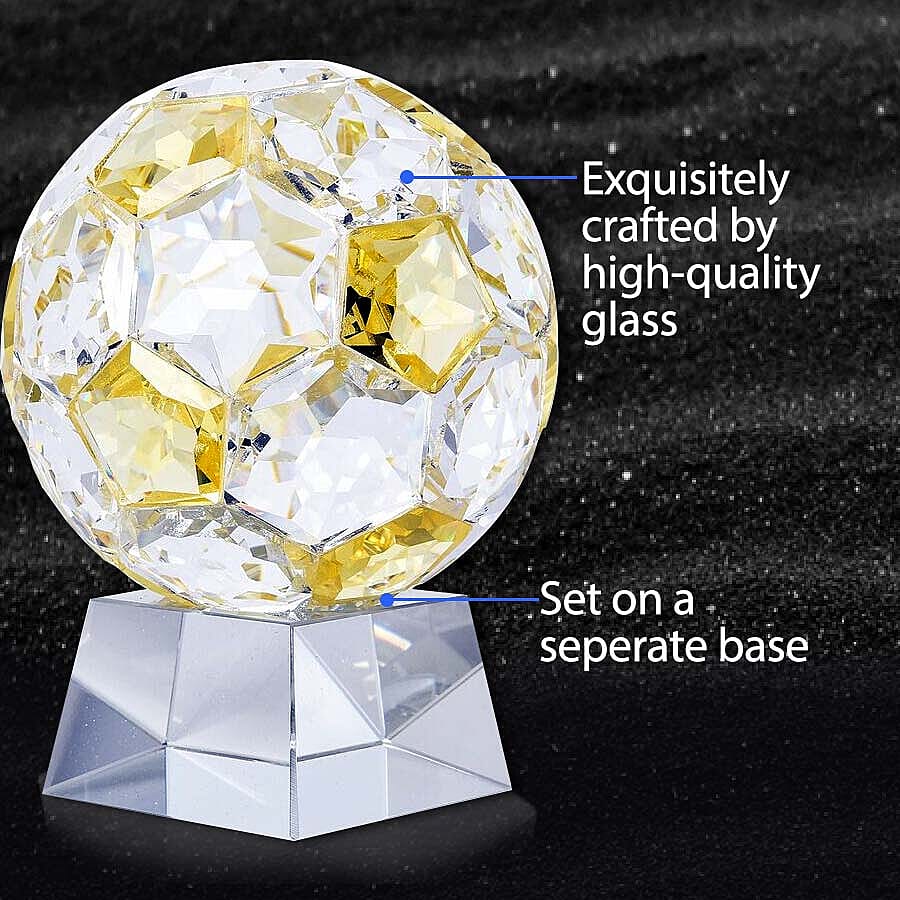 Collectors Edition - Crystal Football with Base (Size 7x14 Cm) - Yellow Sapphire Colour