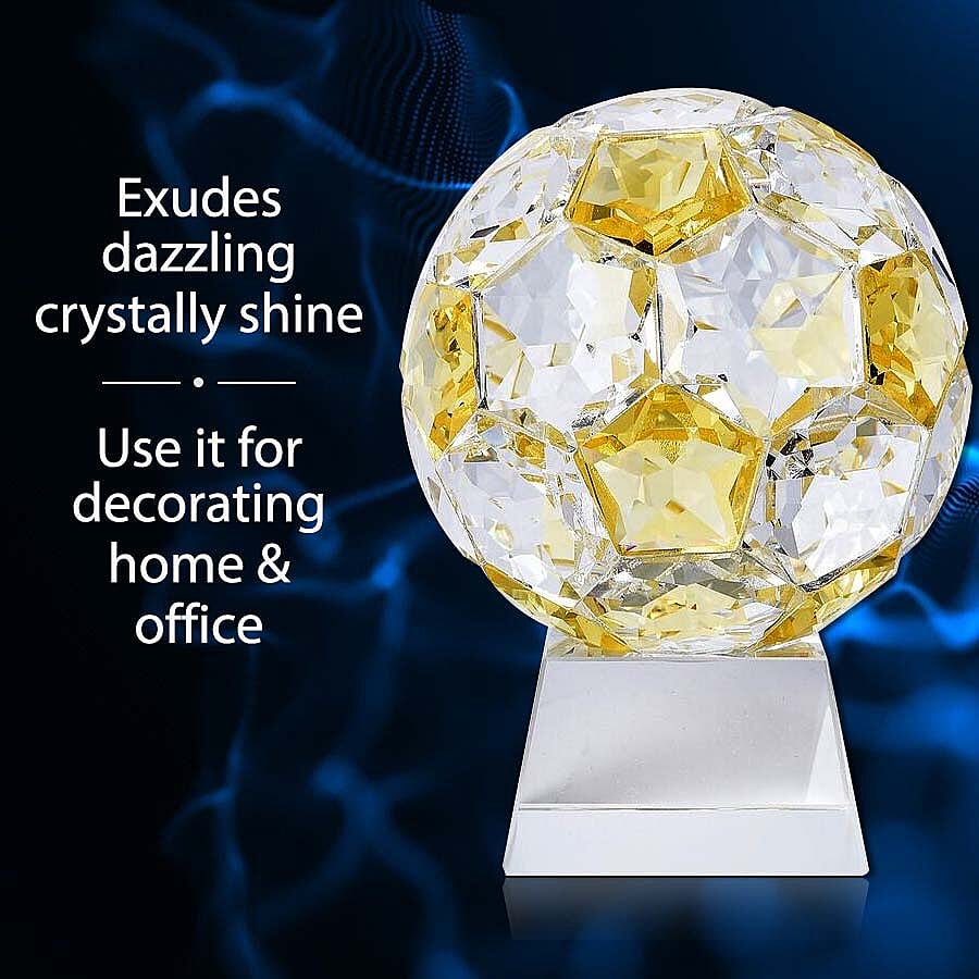 Collectors Edition - Crystal Football with Base (Size 7x14 Cm) - Yellow Sapphire Colour