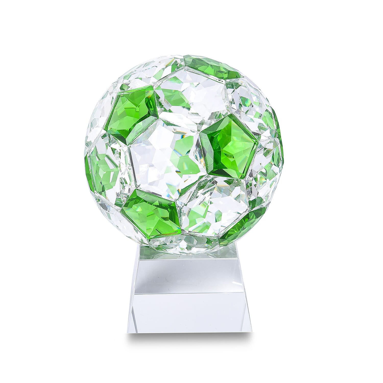 Collectors Edition - Crystal Football with Base (Size 7x14 Cm) - Emerald Green Colour