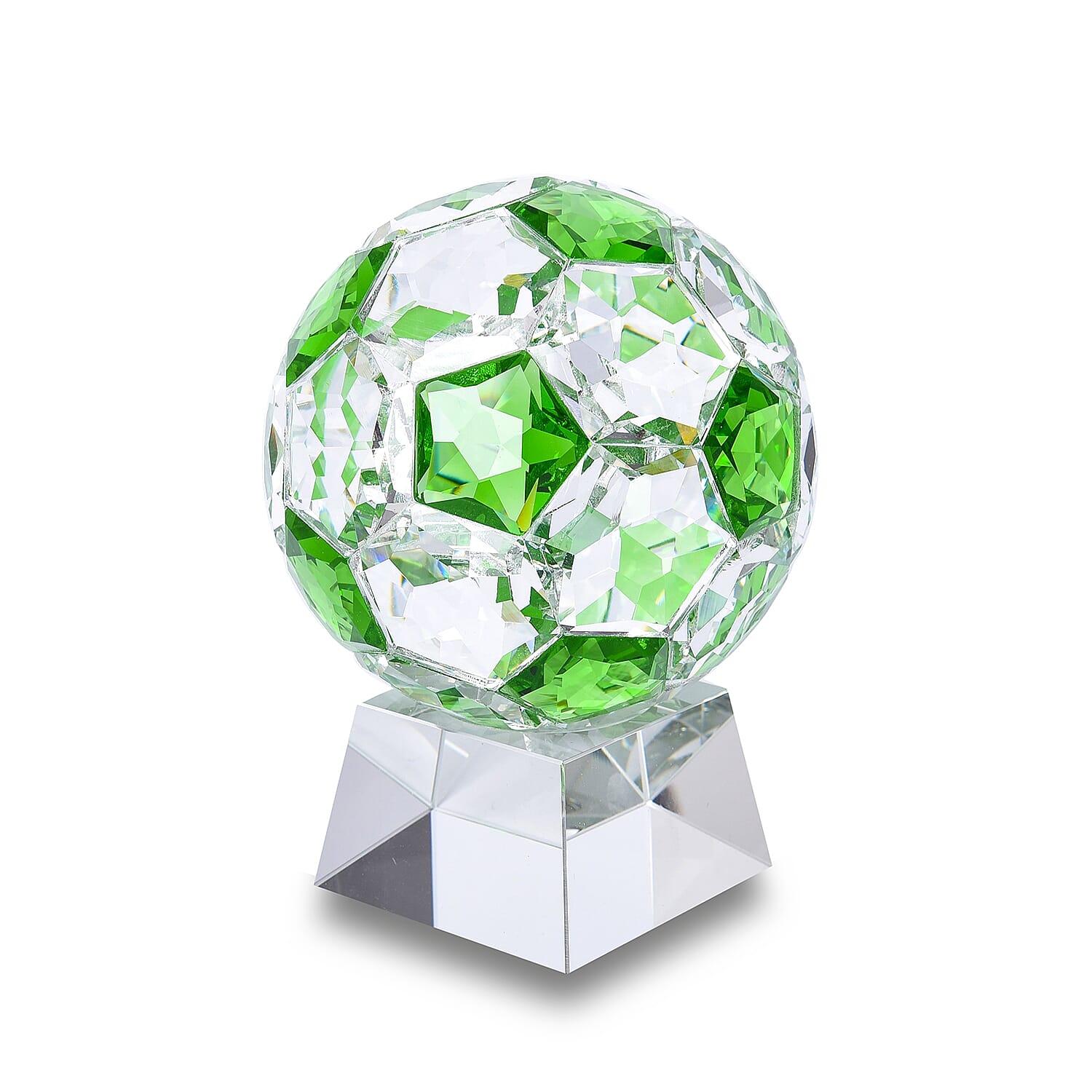 Collectors Edition - Crystal Football with Base (Size 7x14 Cm) - Emerald Green Colour