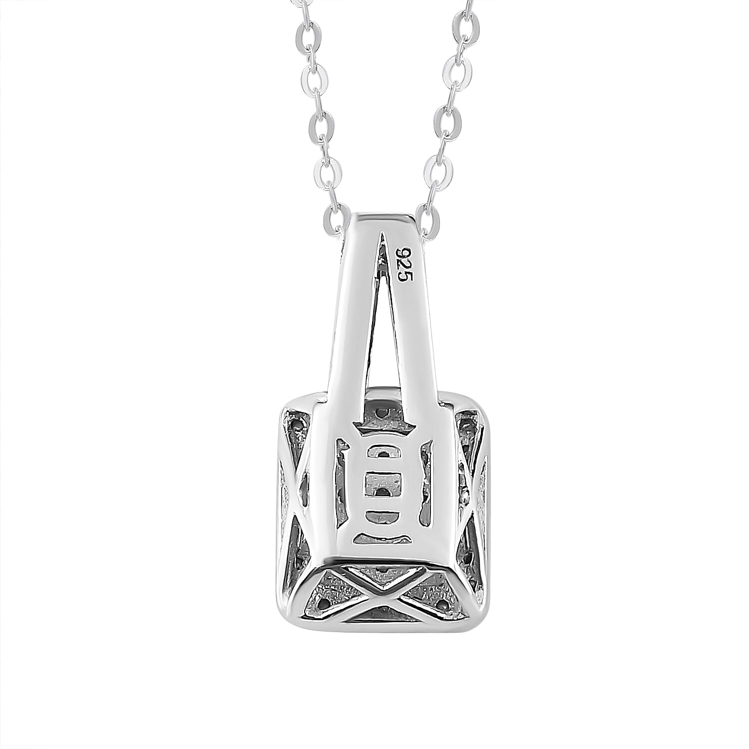 Diamond Pendant With Chain (Size 20) in Platinum Overlay Sterling Silver 0.34 Ct.