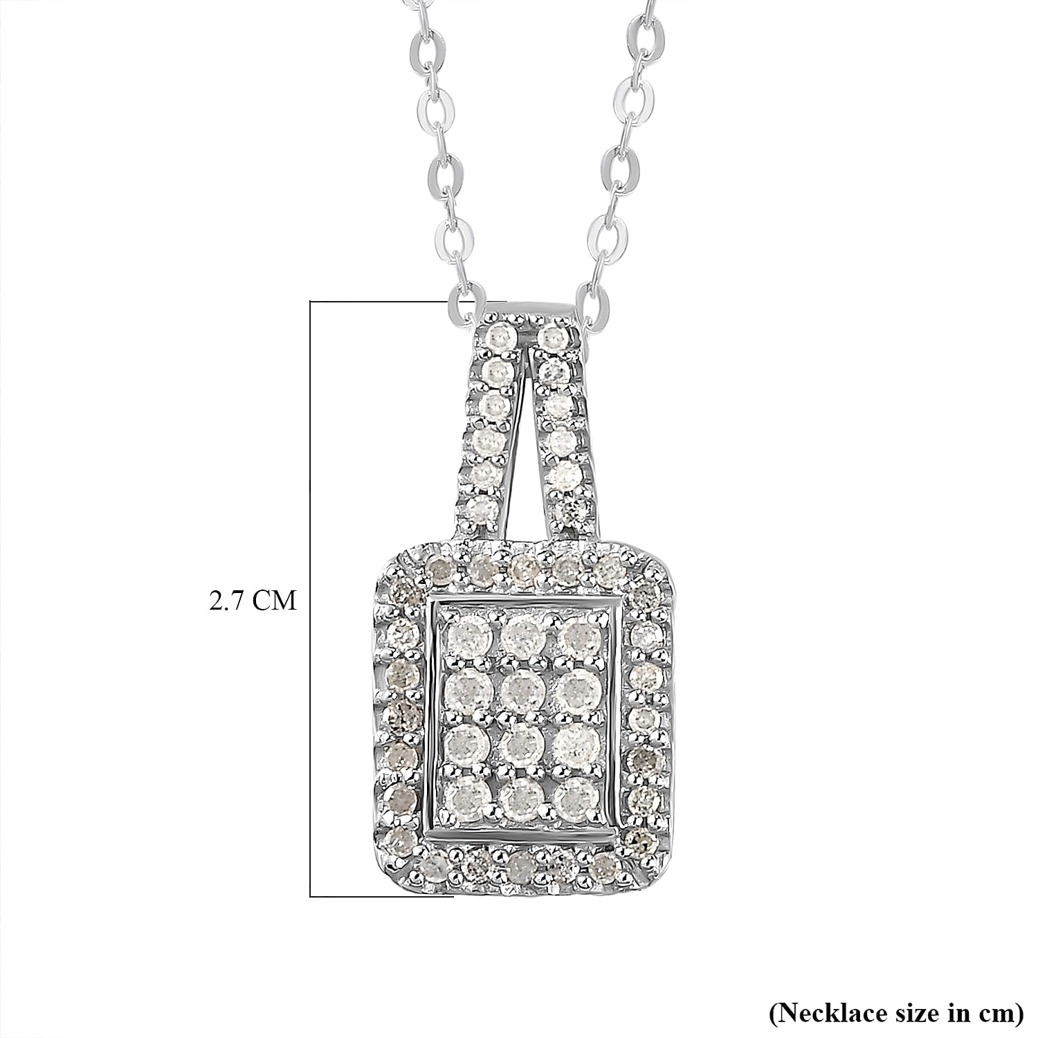 Diamond Pendant With Chain (Size 20) in Platinum Overlay Sterling Silver 0.34 Ct.