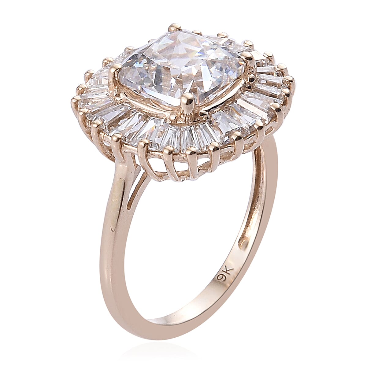 Lustro Stella - 9K Yellow Gold (Cush 8x8) Ring Made with Finest CZ