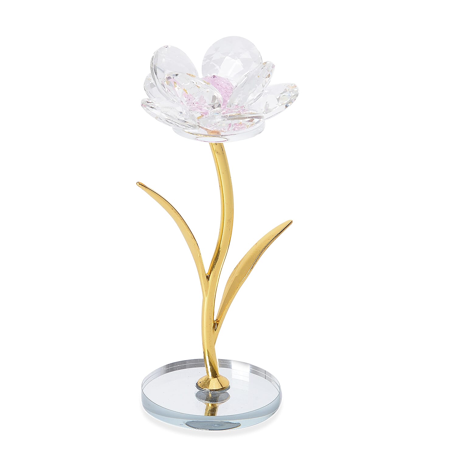 Home Decor -  Faceted Crystal Flower  - Pink and Gold