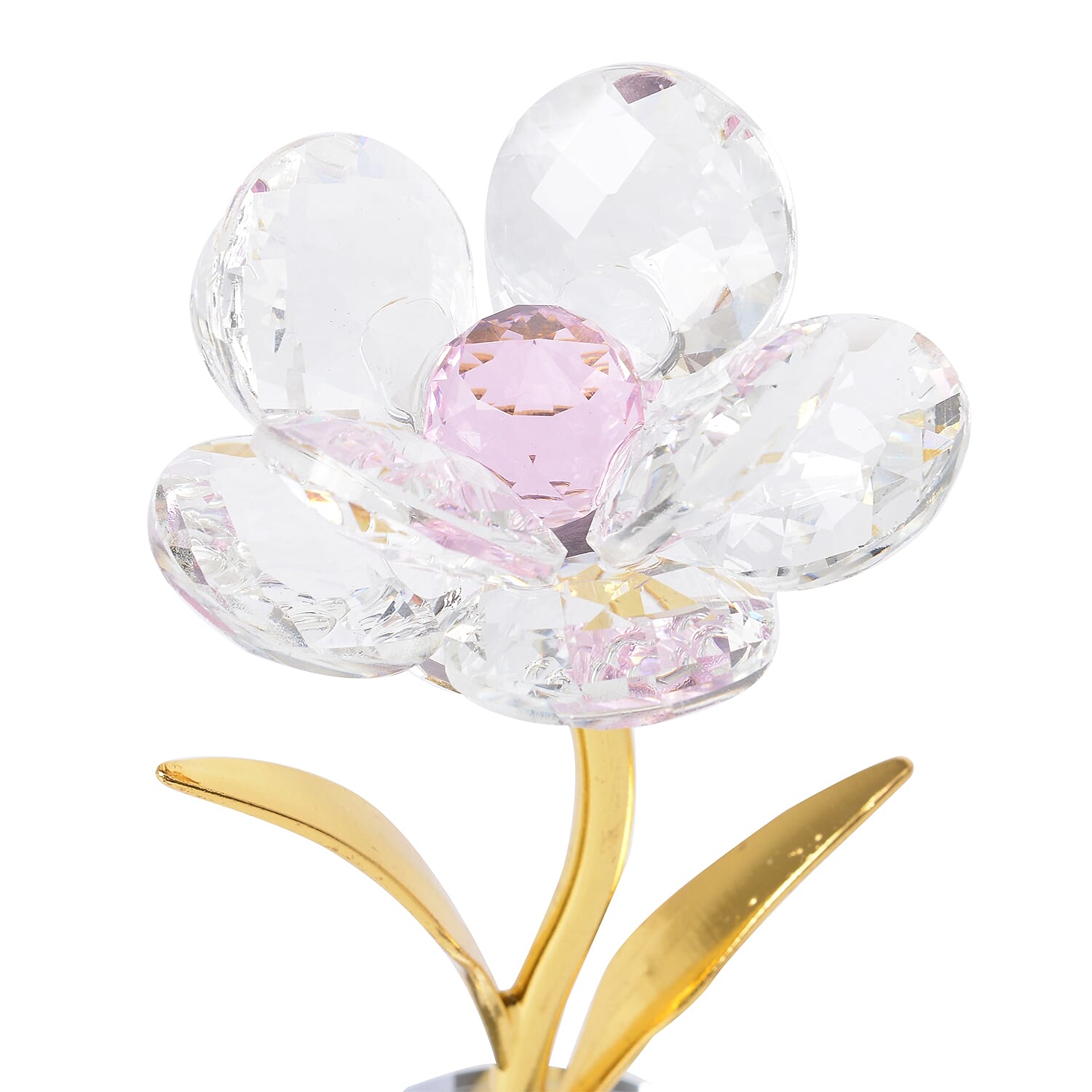 Home Decor -  Faceted Crystal Flower  - Pink and Gold