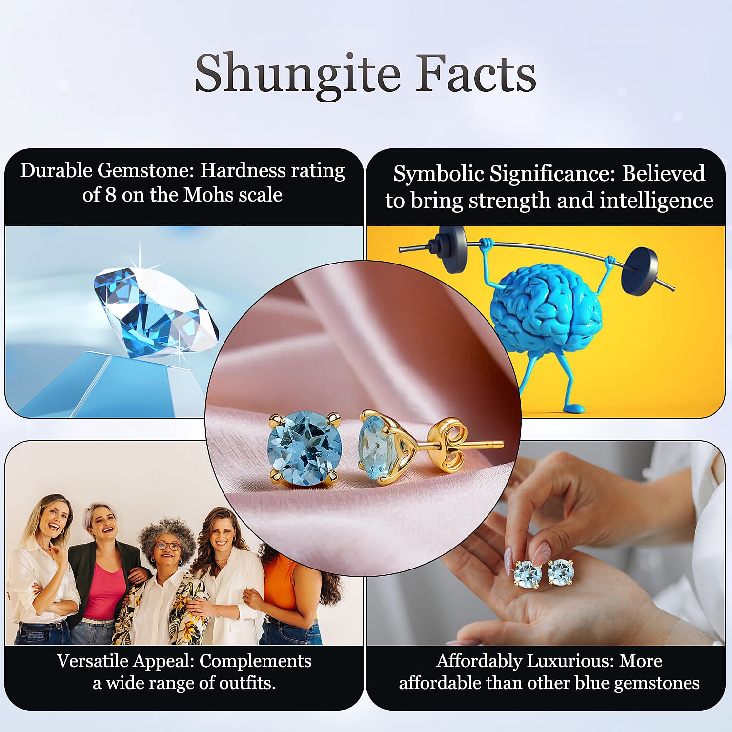 Sky Blue Topaz Stud Push Back Earrings in 18K Vermeil Yellow Gold Plated Sterling Silver 2.87 Ct.