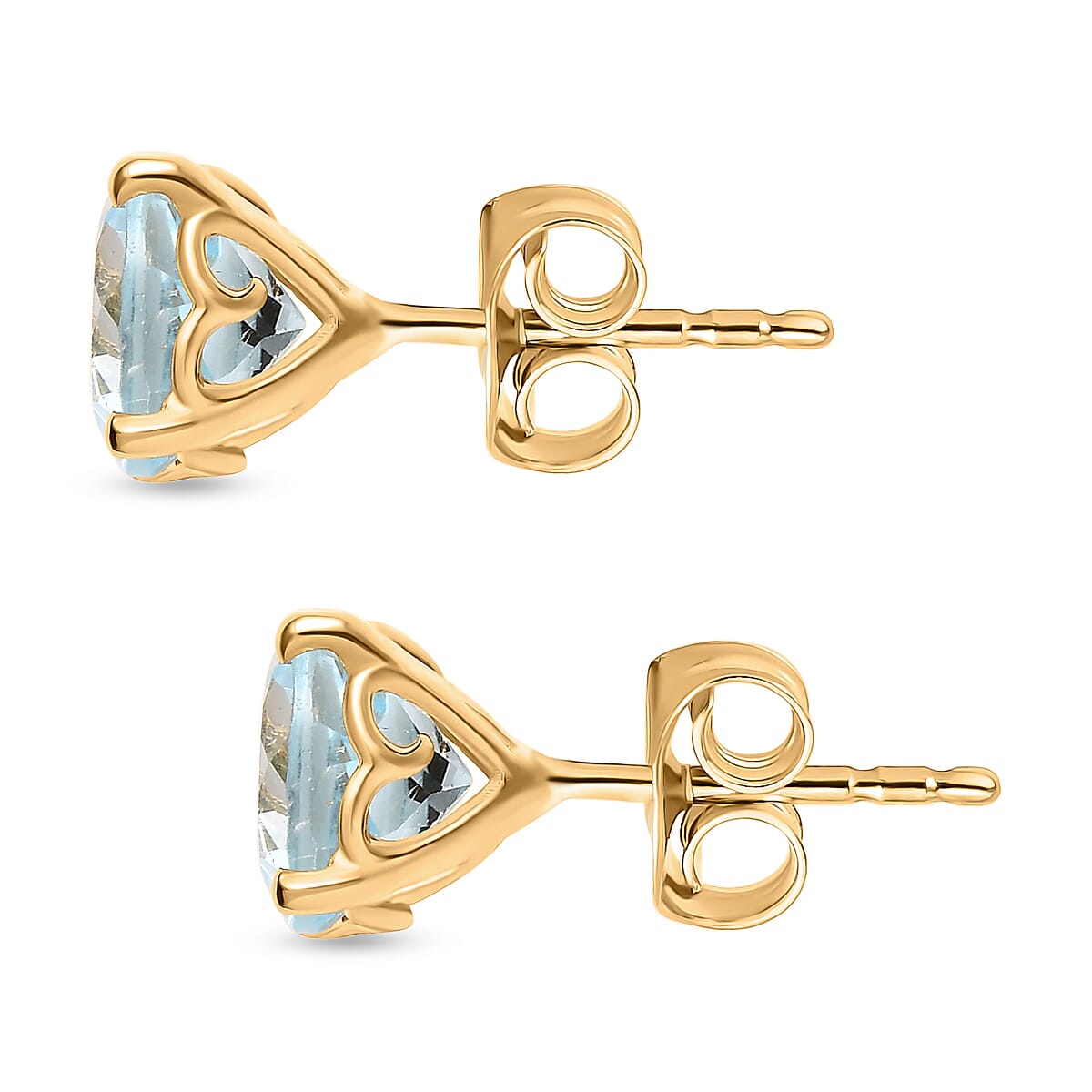Sky Blue Topaz Stud Push Back Earrings in 18K Vermeil Yellow Gold Plated Sterling Silver 2.87 Ct.