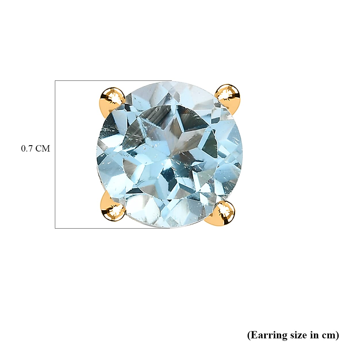 Sky Blue Topaz Stud Push Back Earrings in 18K Vermeil Yellow Gold Plated Sterling Silver 2.87 Ct.