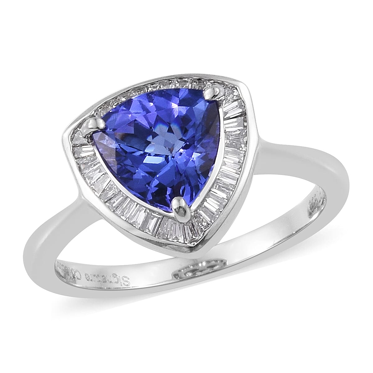 Signature Collection 950 Platinum Tanzanite (Trl 7.5mm) and Diamond (VS-E-F) Ring 2.00 Ct.