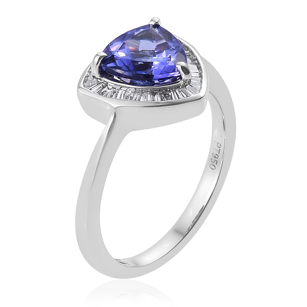 Signature Collection 950 Platinum Tanzanite (Trl 7.5mm) and Diamond (VS-E-F) Ring 2.00 Ct.