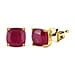 3 Ct. African Ruby Solitaire Stud Earrings (Push Back) in Platinum Overlay Sterling Silver