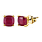 3.06 Ct African Ruby Solitaire Stud Earrings (Push Back) in Platinum Overlay Sterling Silver