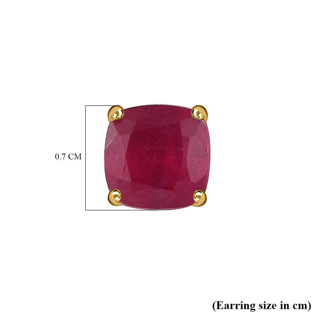 African Ruby (FF) Stud Push Back Earrings in 18K Vermeil Yellow Gold Plated Sterling Silver 3.25 Ct.