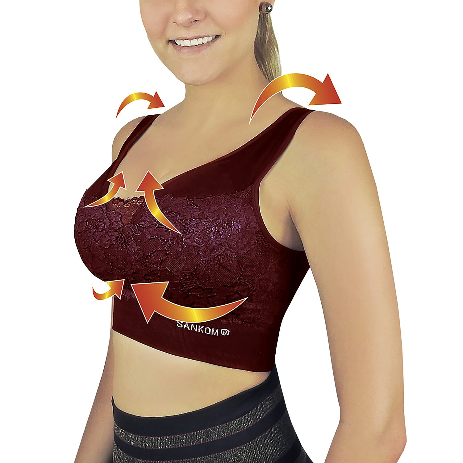 SANKOM SWITZERLAND Patent Classic with Lace Bra - Red (Size 16-18- L-XL)