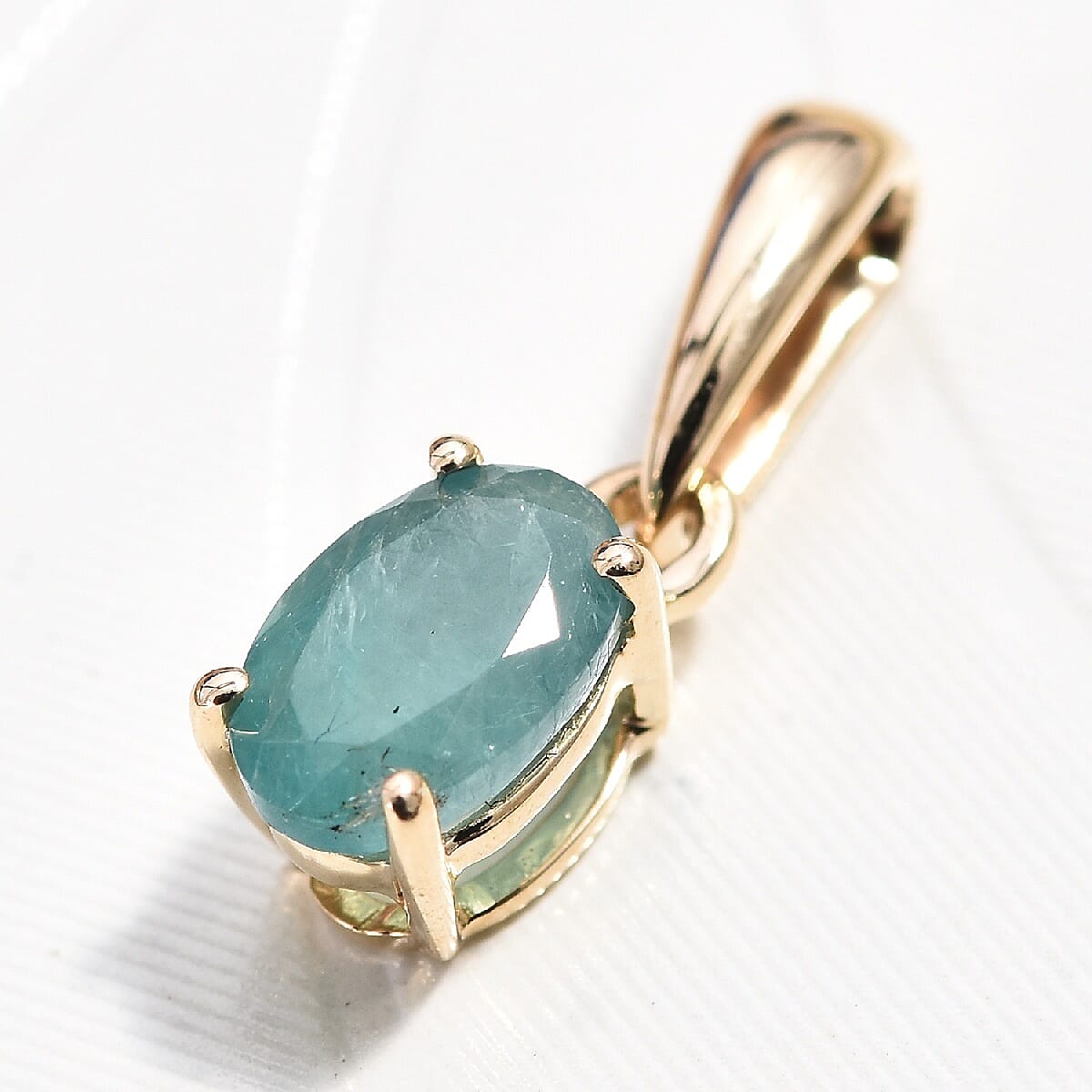 9K Yellow Gold AAA Grandidierite (Ovl) Pendant 0.50 Ct.