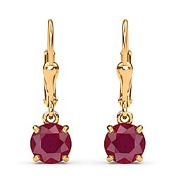 4 Ct African Ruby Solitaire Lever Back Earrings in Platinum Plated Sterling Silver