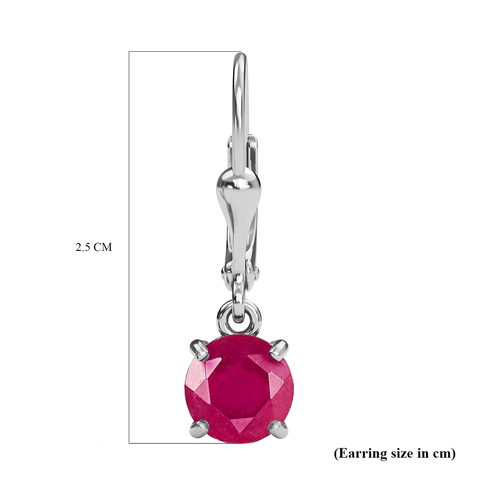 African Ruby (FF) Lever Back Earrings in Platinum Overlay Sterling Silver 3.96 Ct.