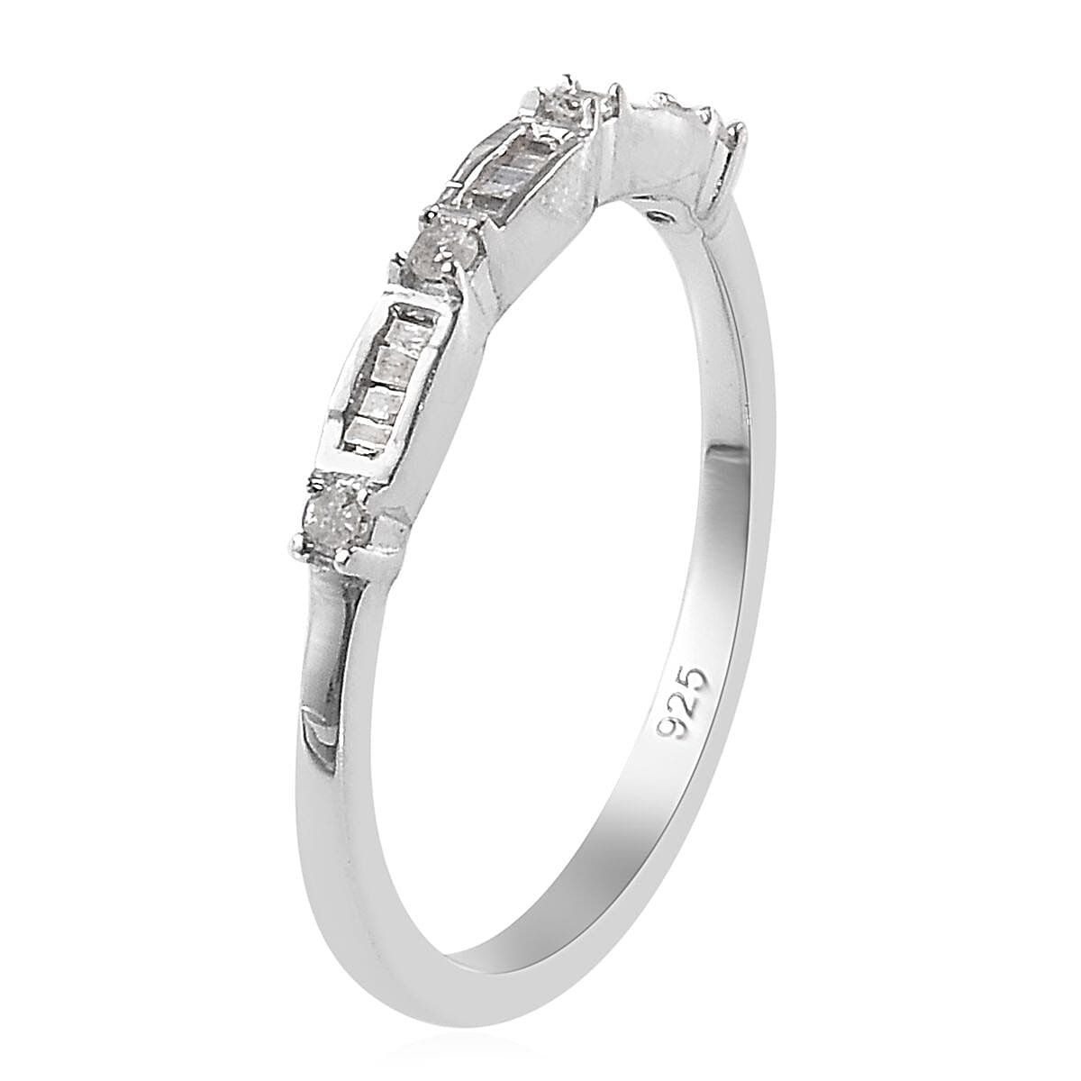 Platinum over 925 silver genuine diamond stackable ring on sale