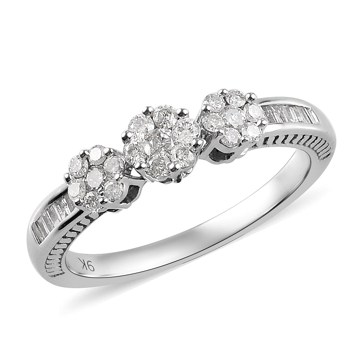 9K White Gold SGL Certified Diamond (Rnd) (I3/G-H) Ring 0.500 Ct.