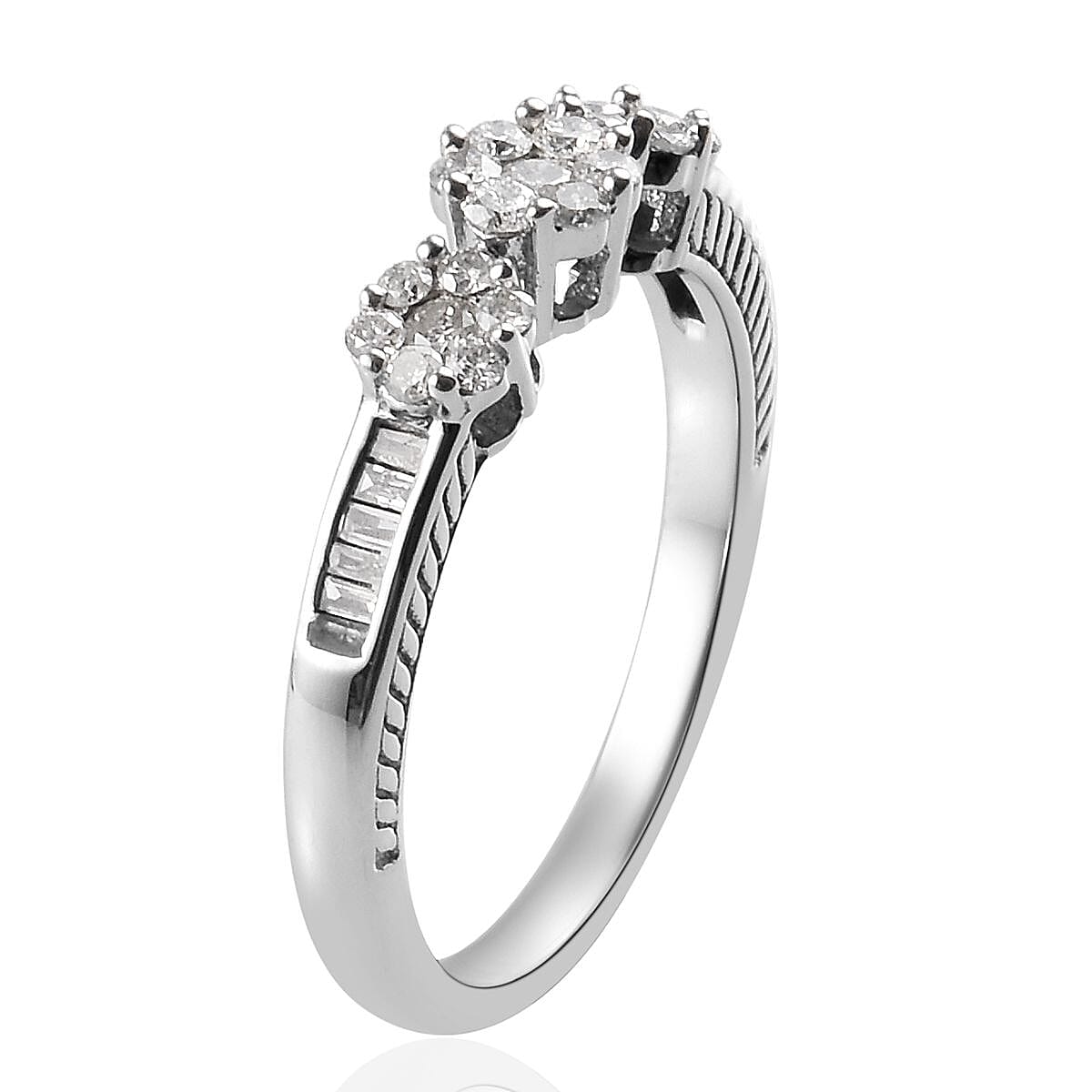 9K White Gold SGL Certified Diamond (Rnd) (I3/G-H) Ring 0.500 Ct.