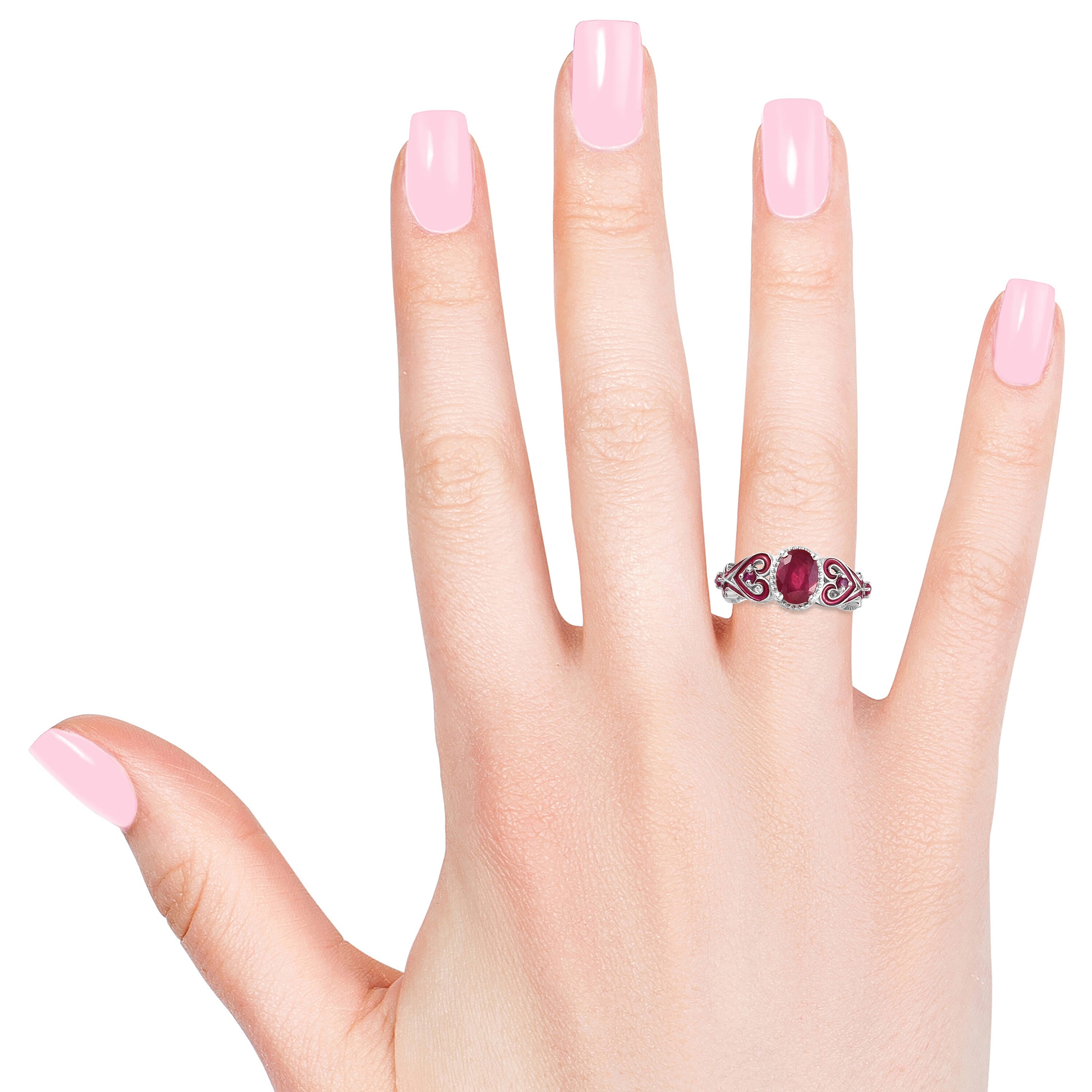 GP - African Ruby, Burmese Ruby & Blue Sapphire Heart Ring in Platinum Overlay Sterling Silver 1.94 Ct.