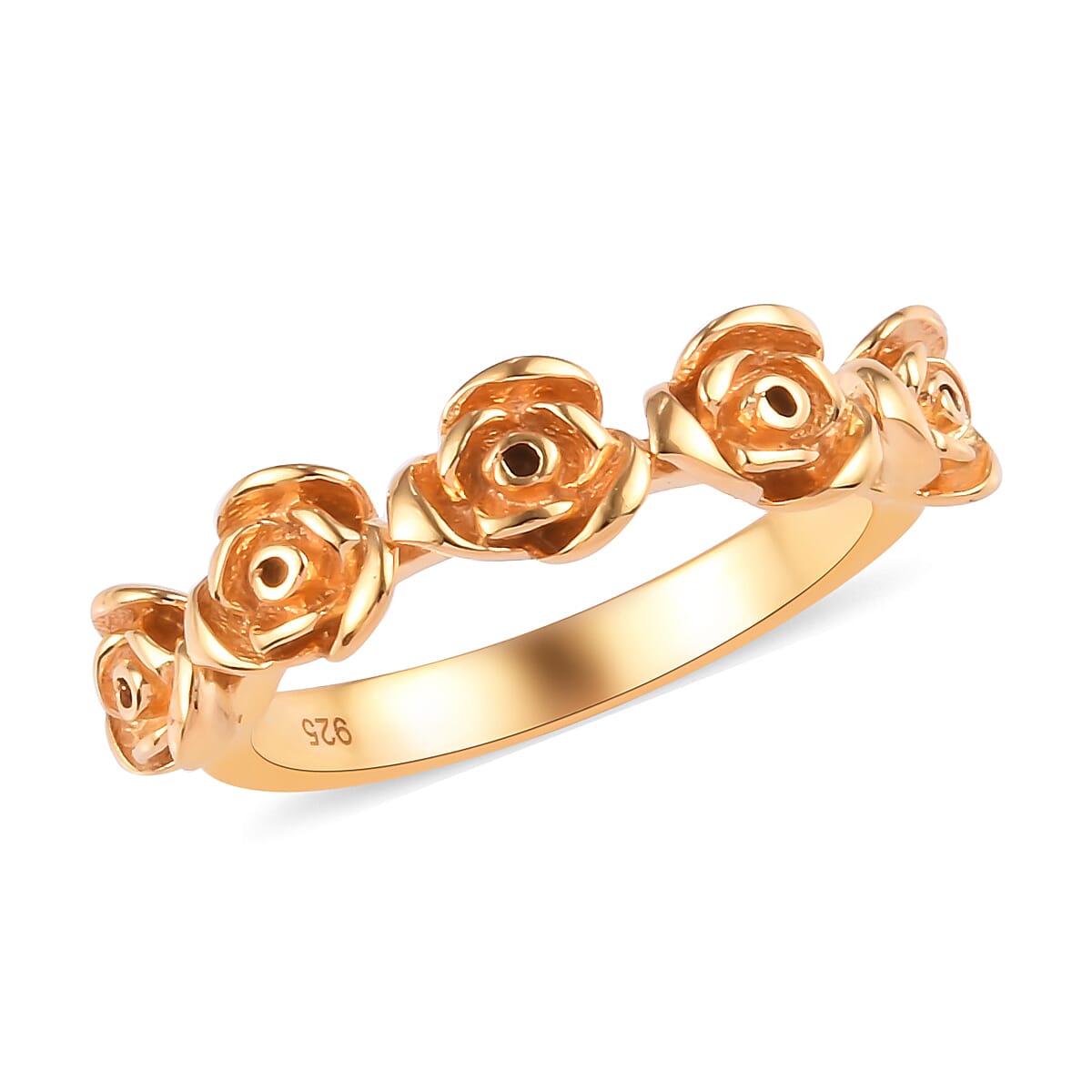 14K Gold Overlay Sterling Silver Rose Ring