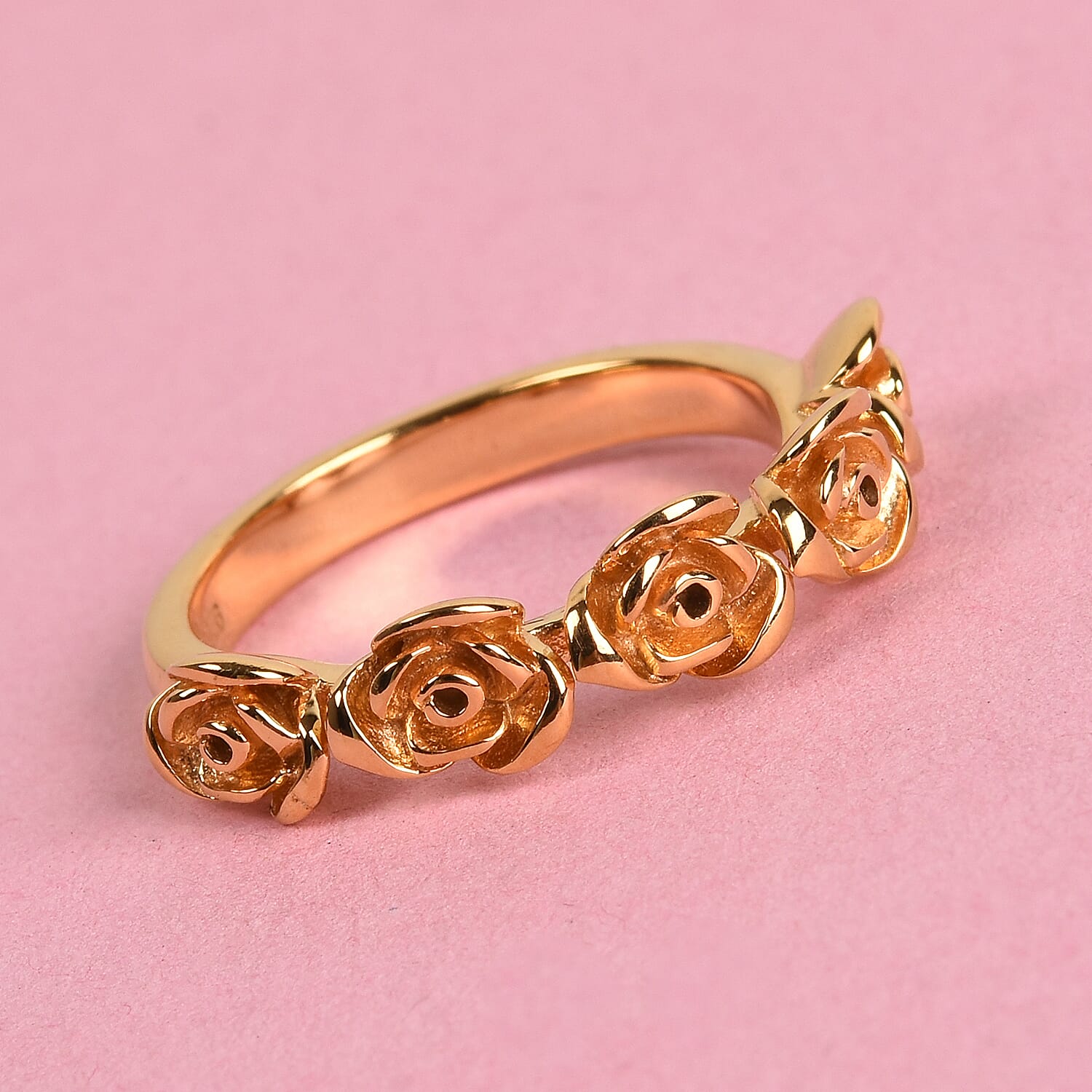 14K Gold Overlay Sterling Silver Rose Ring