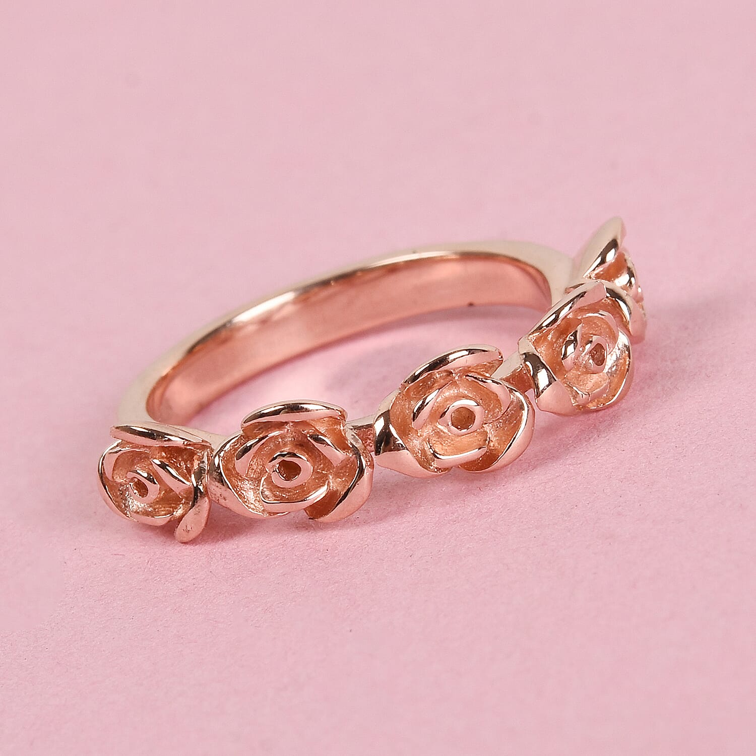 Rose Gold Overlay Sterling Silver Rose Ring