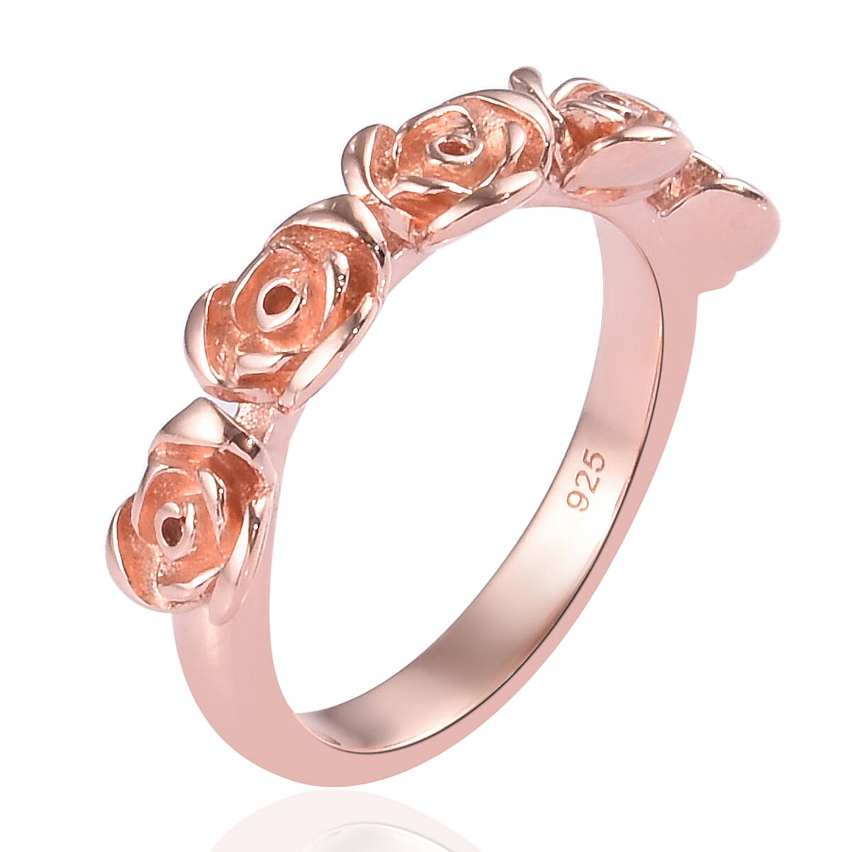 Rose Gold Overlay Sterling Silver Rose Ring
