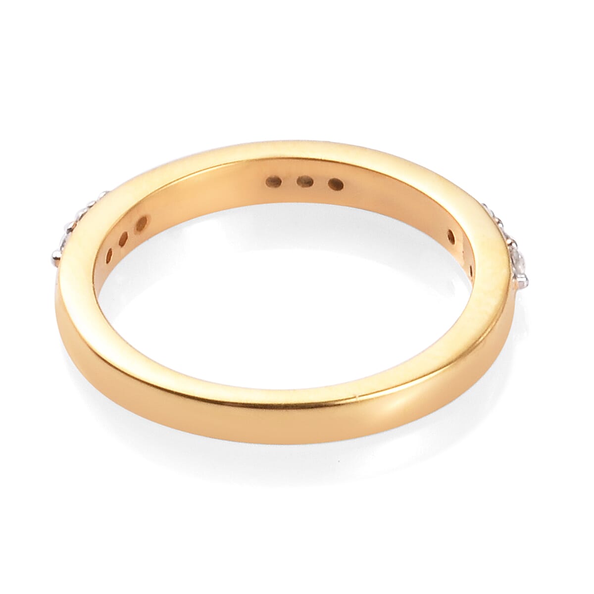 Natural Cambodian Zircon (Rnd) Band Ring in 14K Gold Overlay Sterling Silver