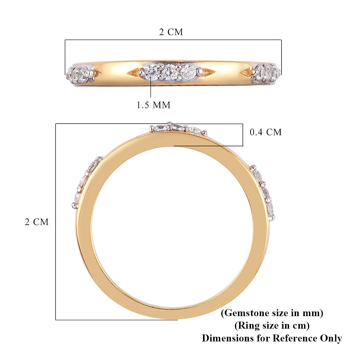 Natural Cambodian Zircon (Rnd) Band Ring in 14K Gold Overlay Sterling Silver