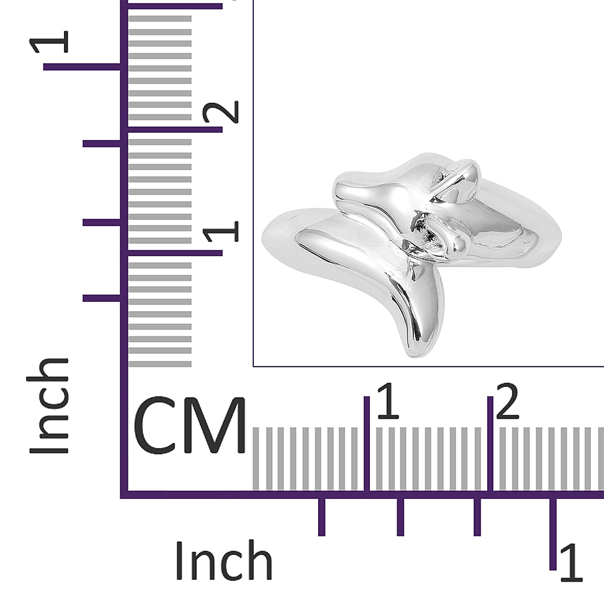 Rhodium Overlay Sterling Silver Fox Head Ring