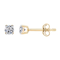 0.25 Carat Diamond Solitaire Stud Earrings in 9K Gold SGL Certified I3 GH