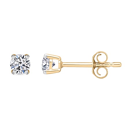 0.25 Carat Diamond Solitaire Stud Earrings in 9K Gold SGL Certified I3 GH