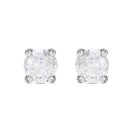 0.25 Carat Diamond Solitaire Stud Earrings in 9K Gold SGL Certified I3 GH