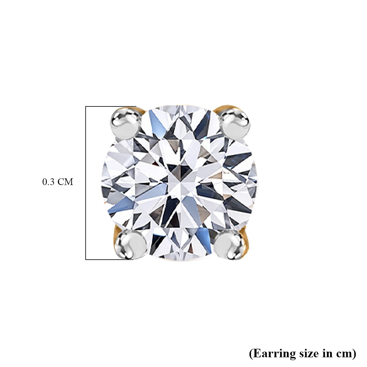 9K Yellow Gold SGL Certified White Diamond (G-H) Solitaire Stud  Push Back Earrings.