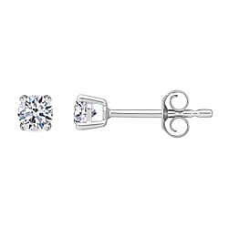 0.25 Ct Diamond Solitaire Stud Earrings in 9K White Gold SGL Certified I3 G H