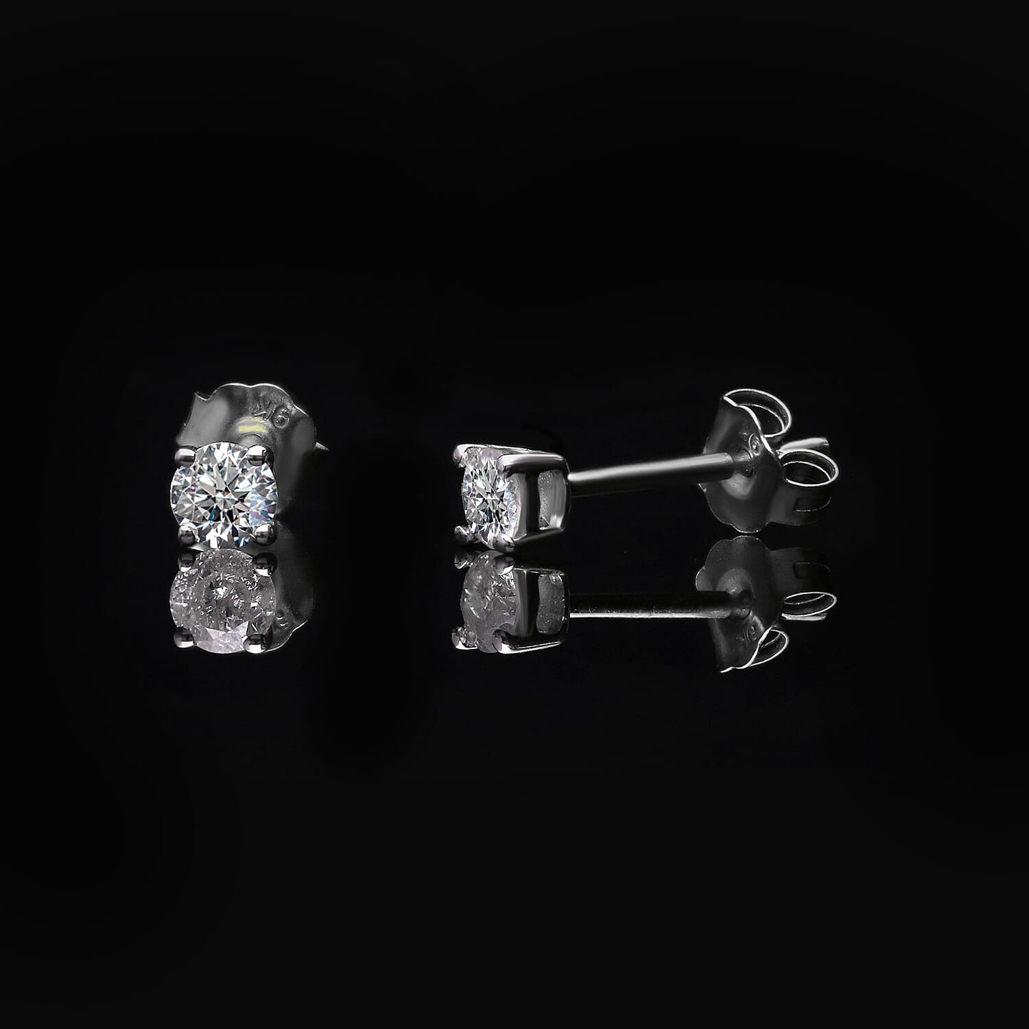 9K White Gold SGL Certified (I3-G-H) White Diamond Stud Earrings With Push Back 0.25 Ct.