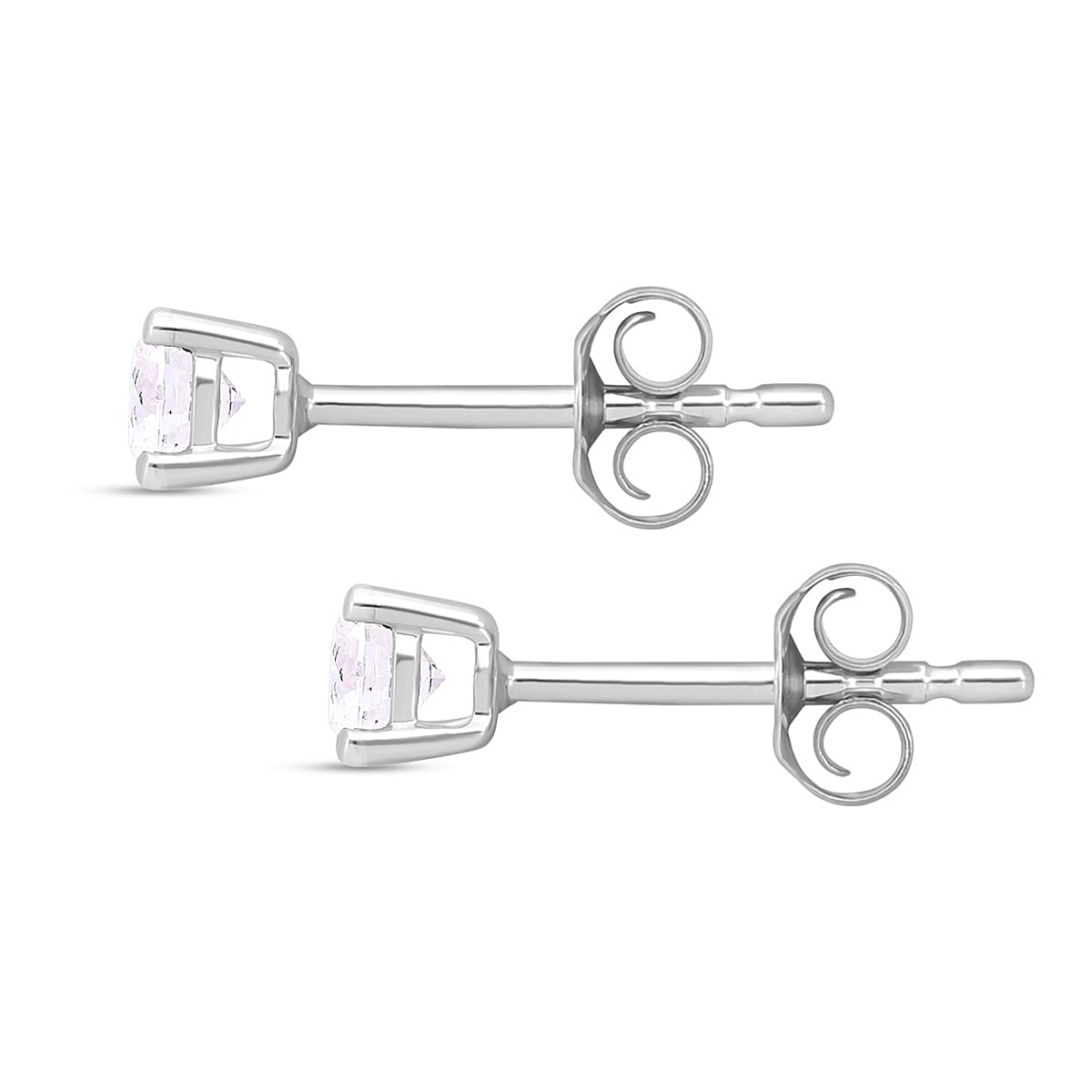 9K White Gold SGL Certified (I3-G-H) White Diamond Stud Earrings With Push Back 0.25 Ct.