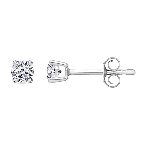 9K White Gold SGL Certified (I3-G-H) White Diamond Stud Earrings With Push Back 0.25 Ct.
