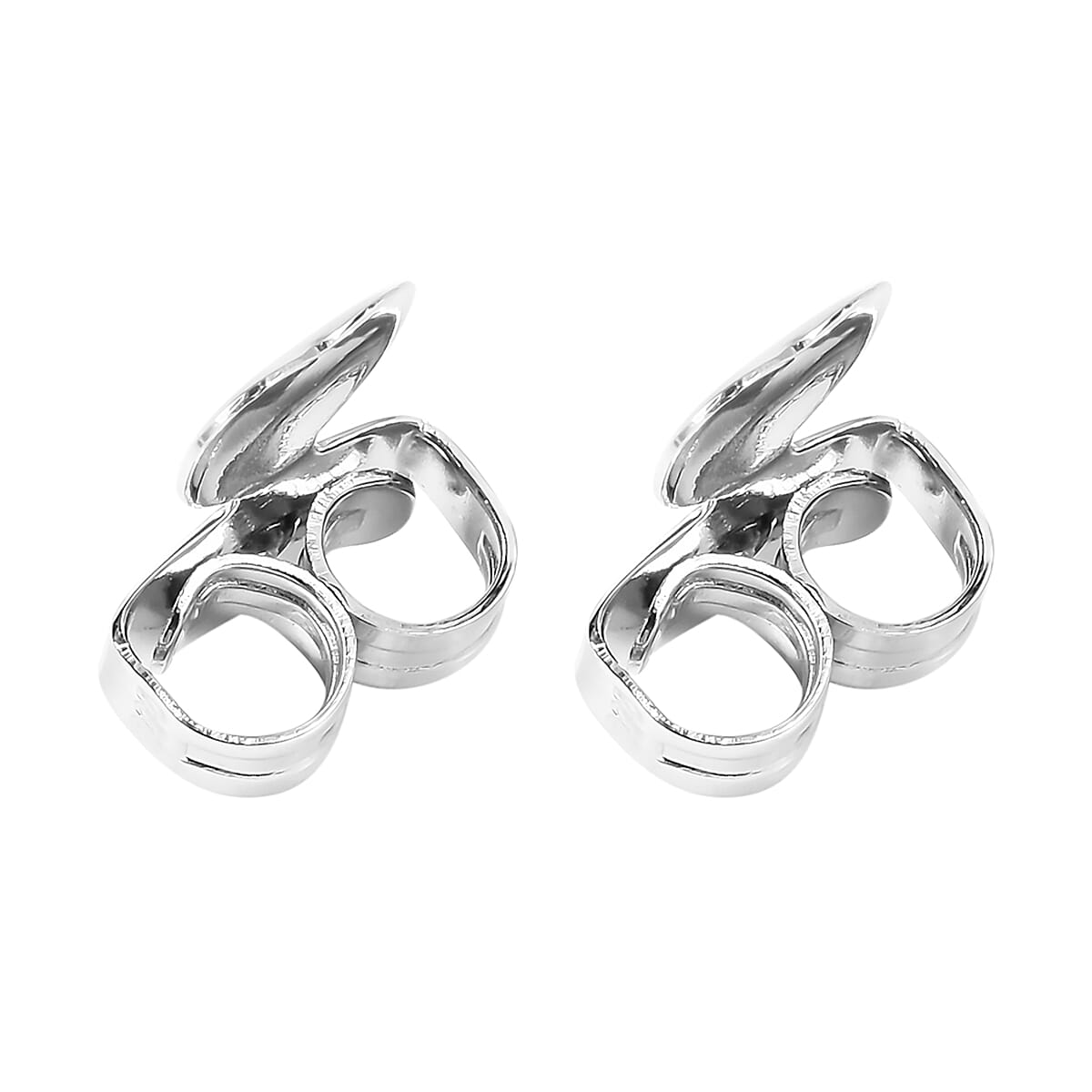 Rhodium Overlay Sterling Silver Heart Shape Lifter Earring Backs