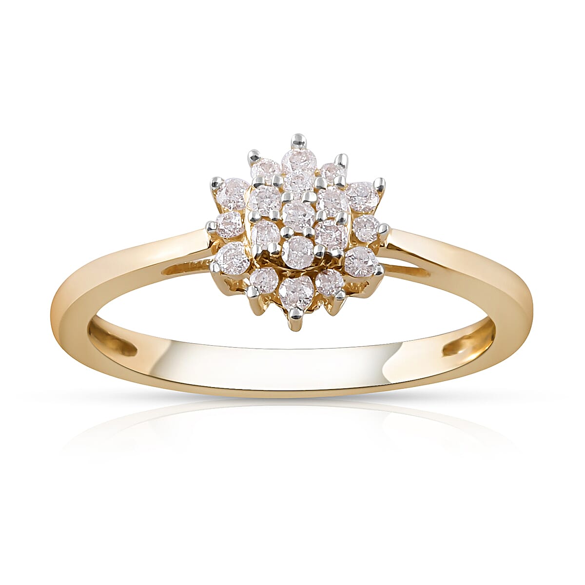 9K Yellow Gold SGL CERTIFIED Diamond (Rnd) (I3/G-H) Ring 0.200 Ct.